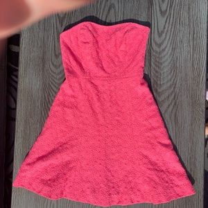 NWT Lilly Pulitzer Hot Pink Embroidered Strapless Vicki Dress Sz 0